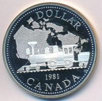 Kanada 1981. 1$ Ag "Transzkontinentális vasútvonal" T:PP Canada 1981. 1 Dollar Ag "Transcontinental Railroad" C:PP