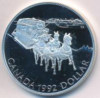 Kanada 1992. 1$ Ag "Postakocsi" T:PP Canada 1992. 1 Dollar Ag "Stagecoach service" C:PP