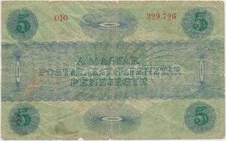1919. 5K "OSZTRÁK-MAGYAR BANK BANKJEGYEIRE" előlapján gúnyrajz T:III-