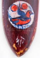 4 db fából készült dekoratív csésze, d: 6,5 cm + Orthodox vallási motívumos, fából készült kanál, je...