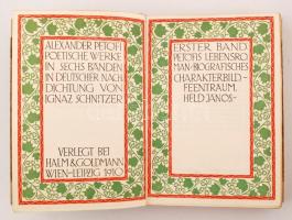 Petöfi, Alexander: Poetische Werke I.-VI. in 3 volumes. Wien, 1910. Halm Goldmann. Félbőr kötésben, ...