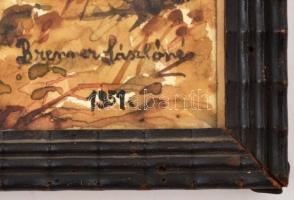 Brenner Lászlóné: Kastély a dombok között. Akvarell, papír, üvegezett keretben,  16×21 cm