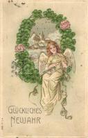 Glückliches Neujahr / New Year, Emb., litho (Rb)