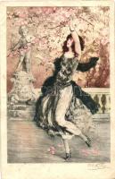 Italian art postcard, Dancing Lady, Paris-Gravures No. 1100 s: P.E. Filip (EK)