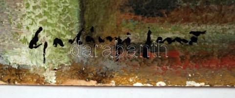 Gadányi jelzéssel: Kisváros. Olaj, farost, 65×45 cm