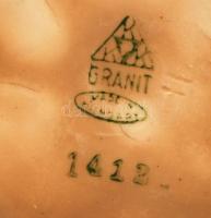 Gránit virágmintás bödön, több sérüléssel, jelzett, m: 13 cm, d: 14 cm