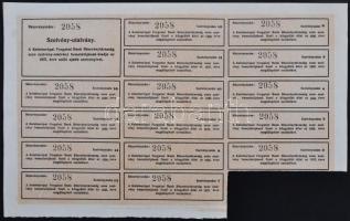Budapest 1921. "Keleteurópai Forgalmi Bank" részvénye 400K-ról, szelvényekkel T:II