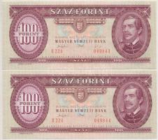 1992-1995. 100Ft (5x) benne 2db sorszámkövető és 2db egyugrású bankjegy T:II szép papír