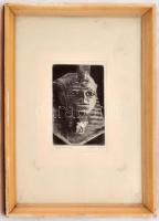 Olvashatatlan jelzéssel: Egyiptomi fej. Rézkarc, papír,  üvegezett keretben, 12×8 cm