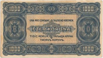 1923. 1000K "8 FILLÉR - NYOLC FILLÉR" felülnyomással T:III hajtatlan, kisebb hajlások, fol...
