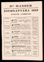 1929 dr. Wander gyógyszer- és tápszergyár rt. zsebnaptára január-február, bejegyzés nélkül, szép állapotban, 12x8cm