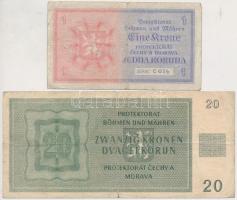Vegyes: Német 3. Birodalom / Cseh-Morva Protektorátus 1940. 1K + 1944. 20K + Szlovákia 1942. 20K + C...