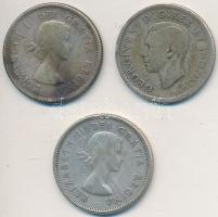 Kanada 1939. 25c Ag "VI. György" + 1959. 25c Ag + 1963. 25c Ag "II. Erzsébet" T:...