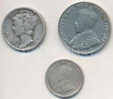 Vegyes: Amerikai Egyesült Államok 1943. 1D Ag "Mercury" + Kanada 1917. 5c Ag "V. Györ...