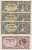 1945. 10.000P (4x) mindegyik barna "MNB" bélyeggel + 100.000P (3x) + 1946. 10.000MP (3x) +...