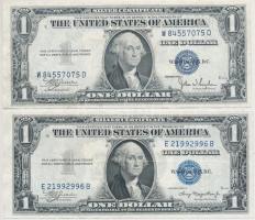Amerikai Egyesült Államok 1935A+C 1$ kék pecséttel (2x) T:III USA 1935A+C 1 Dollar with blue seal (2x) C:F