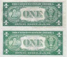 Amerikai Egyesült Államok 1935A+C 1$ kék pecséttel (2x) T:III
USA 1935A+C 1 Dollar with blue seal (...