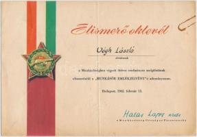 6db-os kitüntetés igazolvány tétel, közte 1965. "Bányász Szolgálati Érdemérem" bronz fokoz...