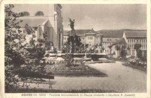 Asiago, Fontana monumentale in Piazza Umberto I, Scultore G. Zanetti / Umberto I square, statue fountain sculpted by G. Zanetti (EK)