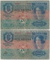 1912. 100K + 1913. 20K (2x) + 1915. 10K mind "Szolnok-Doboka Vármegye - Domokos község" fe...