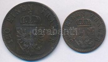 Német Államok / Poroszország 1865A 1pf Cu + 3pf Cu T:2-
German States / Prussia 1865A 1 Pfennig Cu ...