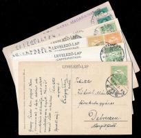 8 db Madár motívum képeslap 1912-1936 közötti bélyegzésekkel, kettőn szögletes POSTAI ÜGYN. bélyegzés / 8 pre-1945 postcards with birds