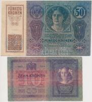 1904. 10K + 1914. 50K mindkettő "Zemplén Vármegye Tiszalúc Község 1904" felülbélyegzéssel ...