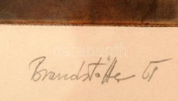 Karl Brandstätter (1946- ): Fák, színezett rézkarc, papír, jelzett (97/120), paszpartuban, üvegezett...