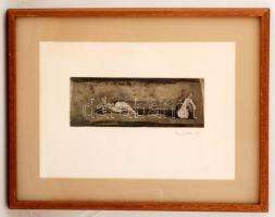 Karl Brandstätter (1946- ): Meztelen alakok, színezett rézkarc, papír, jelzett (103/120), paszpartub...