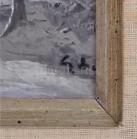 Olvashatatlan jelzéssel: Téli táj, olaj, vászon, díszes fa keretben, 19×24,5 cm