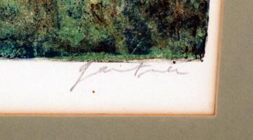 Gautner jelzéssel: Bozótos nyáron, litográfia, papír, paszpartuban, üvegezett fa keretben, hátulján ...