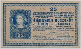 1918. 25K 3002 3mm sima hátlappal, MÜLLER ÉS TSA BANK ÉS VÁLTÓÜZLET SZEGED szárazpecséttel T:III