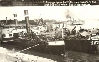 Komárom, Komárno; Téli kikötő, hajók / winter harbor, ships, photo