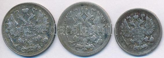 Orosz Birodalom 1901. 15k Ag + 1911. 10k Ag + 1914. 15k Ag T:2,2-,3
Russian Empire 1901. 15 Kopeks ...