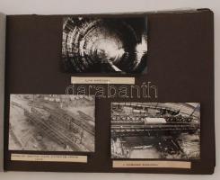 cca 1970 M2 Budapesti metró építésének fotóalbuma cca 50db feliratozott fénykép, cca 12x9cm