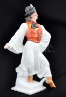 Herendi táncoló juhász, kézzel festett, jelzett (koronás), hibátlan, m: 29 cm