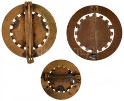 ~1930. "Ózdi Vasgyári Olvasó-egylet" 3db klf zománcozott fém jelvény, egyik hátoldalán &qu...