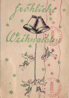 6 db képeslap (benne művész) érdekes bélyegzésekkel