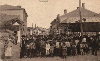 Odobest, group picture about the inhabitants, street (vágott / cut)