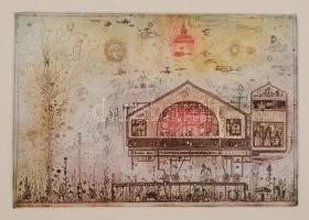 Gross Arnold. Bp., 1973, Corvina. 12 darab, rézkarcról készült színes ofszet nyomatot és rövid magya...