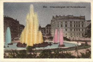 Vienna, Wien I. Schwarzenbergerplatz, Hochstrahlbrunnen / square, fountain