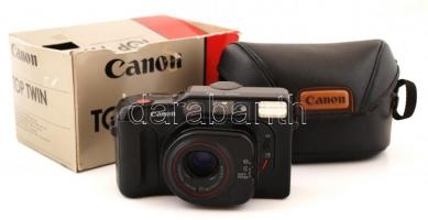 Canon Top Twin fényképezőgép 10/70mm 1:2.864.9 lencsével, tokban, eredeti dobozában, angol nyelvű használati útmutatóval