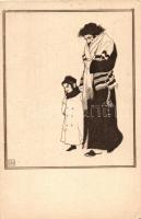 Jewish man and his son, Wohlfahrts-karte, published by Deutsch-Israelitischer Gemeindebund; Judaica, s: Ephraim Moses Lilien (fa)