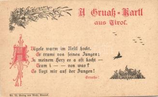 9 db RÉGI osztrák üdvözlő képeslap az 1890-es évek végéről, 8 db használatlan, egy 1898-ban postázott, vegyes minőség / 9 old Austrian Greeting postcards from the end of 1890's, 8 unused, 1 mailed in 1898, mixed quality