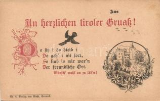 9 db RÉGI osztrák üdvözlő képeslap az 1890-es évek végéről, 8 db használatlan, egy 1898-ban postázot...
