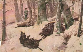 10 db RÉGI használatlan vadász motívumú képeslap, vegyes minőség / 10 old unused hunter themed motiv...