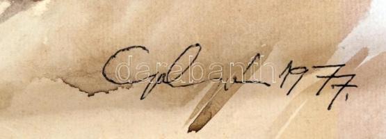 Gulyás Dénes (1927-2003): Tengerpart. Gouache, papír, jelzett, 43×51 cm