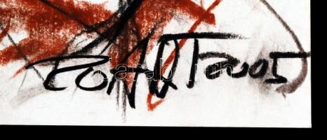 Olvashatatlan jelzéssel: Hölgyek (karikatúra). Vegyes technika, papír, 42×52 cm