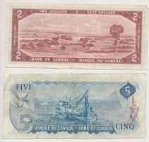 Kanada 1961-1972. (1954) 2$ átalakított haj. Szign.: Beattie-Rasminsky + 1972. 5$ Szign.: Lawson-Bou...