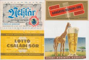 Magyar sörcímkék, különböző méretben és minőségben, 12db,